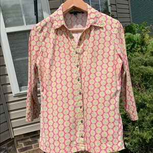 Boden Soft Knit Button-Up Collared Shirt - size Lg